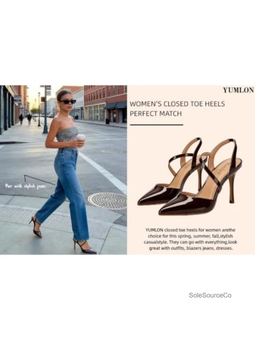 Faux Leather Closed Toe Slingback Stiletto Heels 3.3 Inch Ankle Strap Pumps